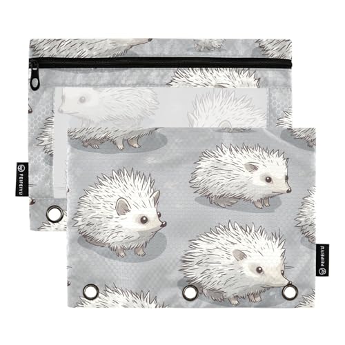 Federmäppchen, Cartoon-Igel, Grau, 3 Ringe für Ordner, Ordner mit 3 Löchern für Untersuchung, Aufbewahrungsbehälter von KLL