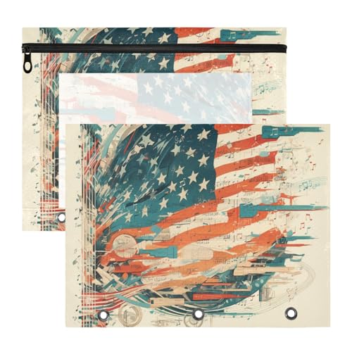 Federmäppchen, Mehrzweck-Kunststoff-Aktenordner für 3 Ringe, 2 Stück, Lehrer, College, Zubehör, amerikanische Flagge, Musiknoten, mechanischer Stil Federmäppchen, Mehrzweck-Kunststoff-Aktenordner für 3 Ringe, 2 Stück, Lehrer, College, Zubehör, amerikanische Flagge, Musiknoten, mechanischer Stil von KLL