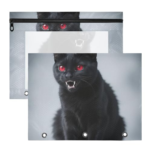 Federmäppchen, Mehrzweck-Kunststoff-Aktenordner für 3 Ringe, 2 Stück, Studenten, Kunstbedarf, Aufbewahrung, schwarze Katze, Fledermäuse, Halloween Federmäppchen, Mehrzweck-Kunststoff-Aktenordner für 3 Ringe, 2 Stück, Studenten, Kunstbedarf, Aufbewahrung, schwarze Katze, Fledermäuse, Halloween von KLL