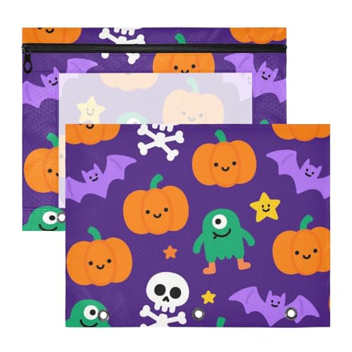 Federmäppchen, Mehrzweck-Kunststoff-Aktenordner für 3 Ringe, 2 Stück, für Schüler, Schule, Studenten, Lehrerbedarf, Orange, Böse, Halloween, Kürbis, Fledermaus Federmäppchen, Mehrzweck-Kunststoff-Aktenordner für 3 Ringe, 2 Stück, für Schüler, Schule, Studenten, Lehrerbedarf, Orange, Böse, Halloween, Kürbis, Fledermaus von KLL