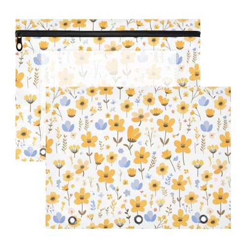 Federmäppchen, Mehrzwecktasche mit 3 Löchern, für A4-Papier, Briefe, 2 Stück, Studenten, Schulbedarf, gelb, kleine frische Blumenblüte Federmäppchen, Mehrzwecktasche mit 3 Löchern, für A4-Papier, Briefe, 2 Stück, Studenten, Schulbedarf, gelb, kleine frische Blumenblüte von KLL