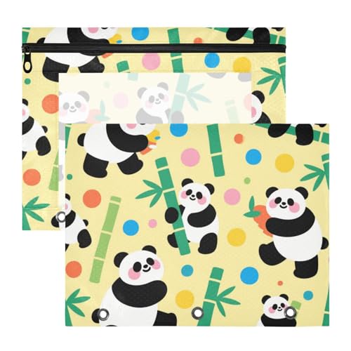 Federmäppchen, tragbar, 3 Locher für 3 Ringe, 2 Stück, Studenten, Klasse, niedlicher Panda, bunt, gepunktet, Gelb / Grün Federmäppchen, tragbar, 3 Locher für 3 Ringe, 2 Stück, Studenten, Klasse, niedlicher Panda, bunt, gepunktet, Gelb / Grün von KLL