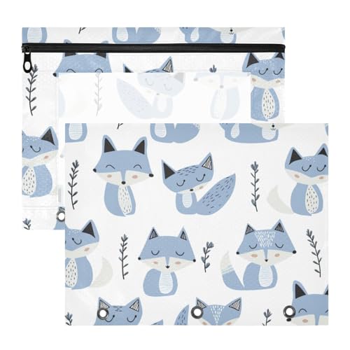 Federmäppchen, tragbar, 3 Löcher, für A4-Papier, Briefe, 2 Stück, Lehrer, Schulbedarf, Jon Klassen Stil, Fuchs, Himmelblau, Lavendel, Weiß Federmäppchen, tragbar, 3 Löcher, für A4-Papier, Briefe, 2 Stück, Lehrer, Schulbedarf, Jon Klassen Stil, Fuchs, Himmelblau, Lavendel, Weiß von KLL