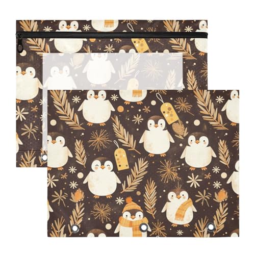 Federmäppchen, transparent, 3 Löcher, für A4-Papier, Briefe, 2 Stück, Studenten, Kunstbedarf, Aufbewahrung, Tier-Pinguin, Roségold Federmäppchen, transparent, 3 Löcher, für A4-Papier, Briefe, 2 Stück, Studenten, Kunstbedarf, Aufbewahrung, Tier-Pinguin, Roségold von KLL