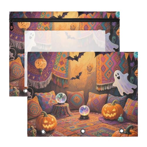 Federmäppchen mit 3 Löchern, Aufbewahrungstasche für A4-Papier, Briefe, 2 Stück, Studenten, Büro, Halloween, Retro, Orange, Kürbis Federmäppchen mit 3 Löchern, Aufbewahrungstasche für A4-Papier, Briefe, 2 Stück, Studenten, Büro, Halloween, Retro, Orange, Kürbis von KLL