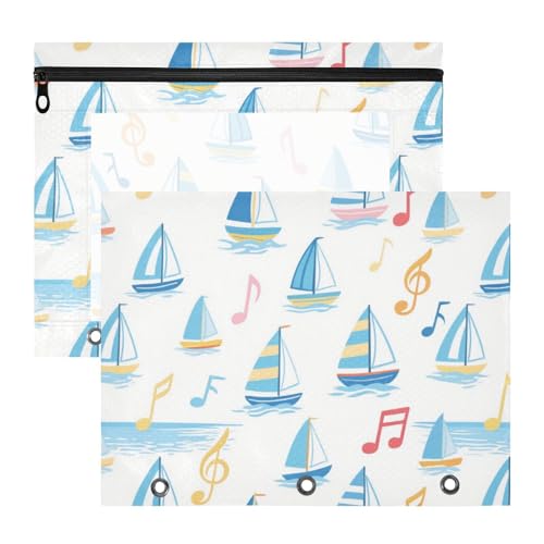 Federmäppchen mit 3 Löchern, Aufbewahrungstasche für A4-Papier, Briefe, 2 Stück, Studenten, Zuhause, Meerblau, Segelboot, Notizen, Weiß Federmäppchen mit 3 Löchern, Aufbewahrungstasche für A4-Papier, Briefe, 2 Stück, Studenten, Zuhause, Meerblau, Segelboot, Notizen, Weiß von KLL