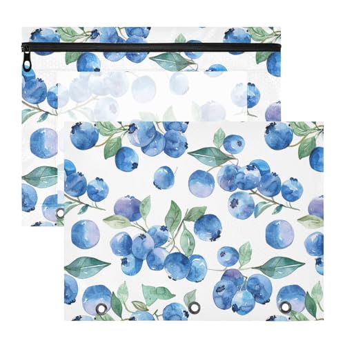 Federmäppchen mit 3 Löchern, Taschenordner für A4-Papier, Briefe, 2 Stück, Studenten, Schulanfang, Blaubeeren, Aquarell Federmäppchen mit 3 Löchern, Taschenordner für A4-Papier, Briefe, 2 Stück, Studenten, Schulanfang, Blaubeeren, Aquarell von KLL