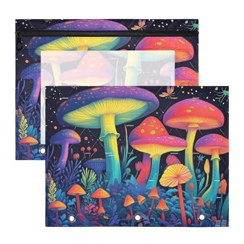 Federmäppchen mit 3 Löchern, Taschenordner für A4-Papier, Briefe, 2 Stück, Studenten, Schulbedarf, neonfarben, coole Pilze Federmäppchen mit 3 Löchern, Taschenordner für A4-Papier, Briefe, 2 Stück, Studenten, Schulbedarf, neonfarben, coole Pilze von KLL
