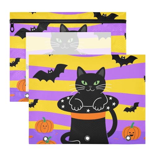 Federmäppchen mit 3 Löchern für 3 Ringe, 2 Stück, Studenten, Büro, Halloween, schwarze Katze und Kürbisse Federmäppchen mit 3 Löchern für 3 Ringe, 2 Stück, Studenten, Büro, Halloween, schwarze Katze und Kürbisse von KLL