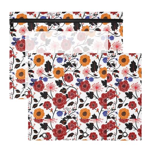 Federmäppchen mit 3 verstärkten Ösen, Kunststoff-Aktenordner für A4-Papier, Briefe, 2 Stück, Lehrer, Schulbedarf, Lilly Floral Burgendy Orange Federmäppchen mit 3 verstärkten Ösen, Kunststoff-Aktenordner für A4-Papier, Briefe, 2 Stück, Lehrer, Schulbedarf, Lilly Floral Burgendy Orange von KLL
