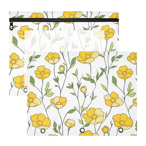 Federmäppchen mit Reißverschluss, 3-Loch-Tasche für 3 Ringe, 2 Stück, Studenten, Kunstbedarf, Aufbewahrung, Butterblumen, einfache Linienkunst, Cartoon-Stil Federmäppchen mit Reißverschluss, 3-Loch-Tasche für 3 Ringe, 2 Stück, Studenten, Kunstbedarf, Aufbewahrung, Butterblumen, einfache Linienkunst, Cartoon-Stil von KLL