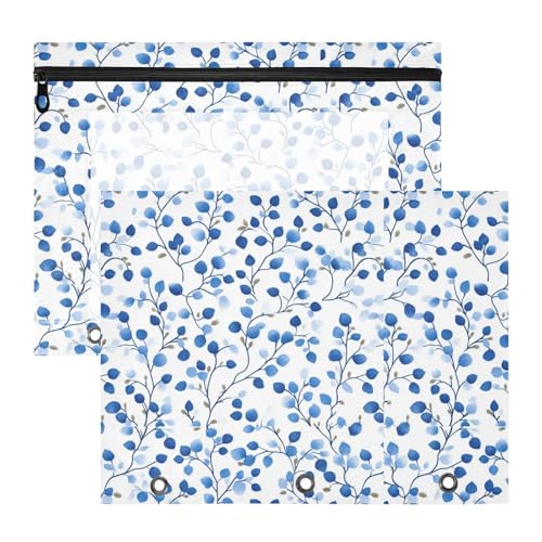 Federmäppchen mit Sichtfenster, 3 Löcher, für 3 Ringe, 2 Stück, Lehrerklasse, Blau, Erdbeere von KLL