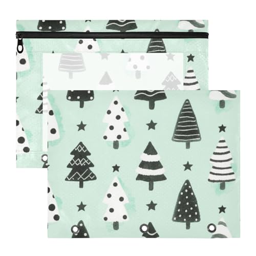 Federmäppchen mit glatten Reißverschlüssen, Kunststoff-Aktenordner für 3 Ringe, 2 Stück, Lehrer, Schulanfang, Frohe Weihnachten, mit mintgrünen und grünen Bäumen Federmäppchen mit glatten Reißverschlüssen, Kunststoff-Aktenordner für 3 Ringe, 2 Stück, Lehrer, Schulanfang, Frohe Weihnachten, mit mintgrünen und grünen Bäumen von KLL