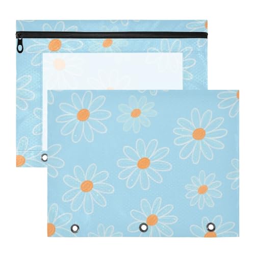 Federmäppchen mit glatten Reißverschlüssen, Kunststoff-Aktenordner für 3 Ringe, 2 Stück, Studenten, Kunstbedarf, Aufbewahrung, blaue Gänseblümchen Federmäppchen mit glatten Reißverschlüssen, Kunststoff-Aktenordner für 3 Ringe, 2 Stück, Studenten, Kunstbedarf, Aufbewahrung, blaue Gänseblümchen von KLL