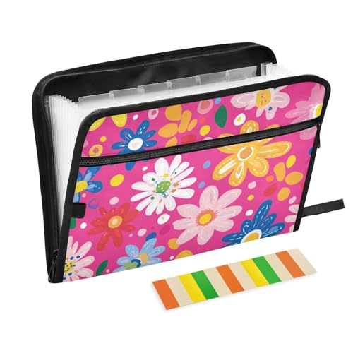 Fresh Little Flowers Pfirsich-Ordner für Bürobedarf, 13 Fächer, A4, Briefgröße mit Reißverschluss, für Quittungen, Organizer für Visitenkarten, Dokumente von KLL