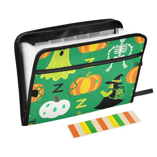 Friendly Halloween Pumpkins Green File Organizer 13 Pockets A4 Letter Size with Zipper Closure for Office Supply Wide File Folders carpetas de Friendly Halloween Pumpkins Green File Organizer 13 Pockets A4 Letter Size with Zipper Closure for Office Supply Wide File Folders carpetas de von KLL