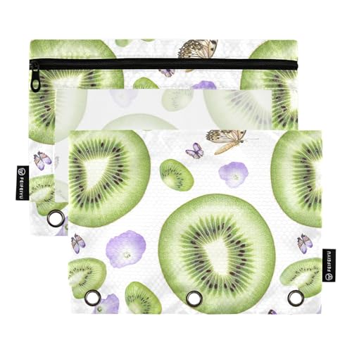 Frische Kiwi Obst Weiß Ringe Binder Taschen Ringe Binder Einlage für 3 Ringe Ordner mit 3 Löchern für Kinder Aufbewahrungsbehälter von KLL