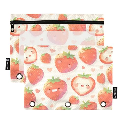 Fröhliche Erdbeere – Herz-Ensemble-Ringbuchtasche mit 3 Löchern, Tasche für Ringe, Ordner, Organizer, wasserdicht, für Kinder, Schreibwarenbedarf Fröhliche Erdbeere – Herz-Ensemble-Ringbuchtasche mit 3 Löchern, Tasche für Ringe, Ordner, Organizer, wasserdicht, für Kinder, Schreibwarenbedarf von KLL