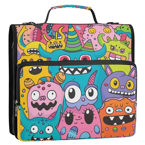 Fun Monster Party 3 Ringe stabiler Reißverschluss Ordner mit Griff mehrere Taschen Dokumentenmappe Organizer für Büro Schule Fun Monster Party 3 Ringe stabiler Reißverschluss Ordner mit Griff mehrere Taschen Dokumentenmappe Organizer für Büro Schule von KLL