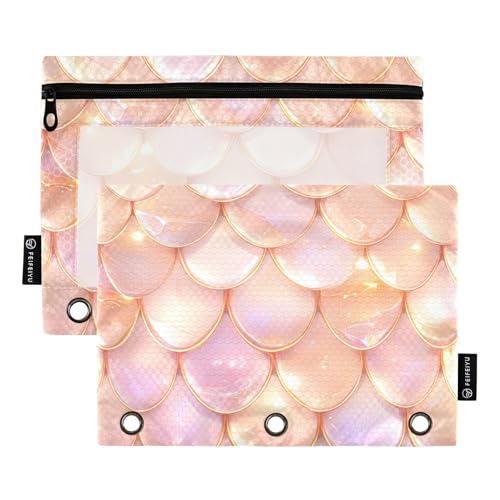 Funkelnde Fächermappe mit Fischschuppen, 3 Ringe für 3-Loch-Bindertaschen mit drei Ringen, für Büro, Schreibwaren, Organizer, Upplies Funkelnde Fächermappe mit Fischschuppen, 3 Ringe für 3-Loch-Bindertaschen mit drei Ringen, für Büro, Schreibwaren, Organizer, Upplies von KLL