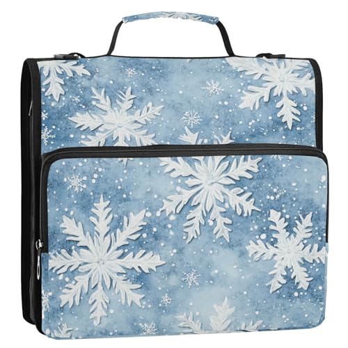 Geprägtes Winter-Schneeflocken-Design, 3-Ringbuch mit Reißverschluss und Griff, mehrere Taschen, Portfolio-Organizer für Mittelschule, Carpeta con bolsillo Extra Geprägtes Winter-Schneeflocken-Design, 3-Ringbuch mit Reißverschluss und Griff, mehrere Taschen, Portfolio-Organizer für Mittelschule, Carpeta con bolsillo Extra von KLL