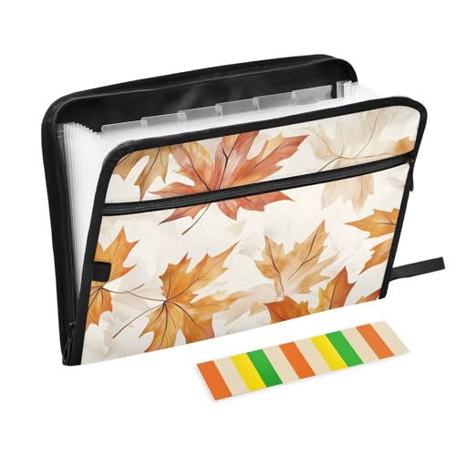 Große Schnellhefter mit Herbst-Ahornblättern, 13 Taschen, A4, Briefgröße mit Reißverschluss, für Büro, Ordner mit Trennblättern, Carpeta de Große Schnellhefter mit Herbst-Ahornblättern, 13 Taschen, A4, Briefgröße mit Reißverschluss, für Büro, Ordner mit Trennblättern, Carpeta de von KLL