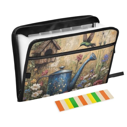 Hängemappe, A4-Größe, Akkordeon mit Taschen für Medizinstudenten, Auto, alte Gießkanne, Blumen, Kolibris von KLL