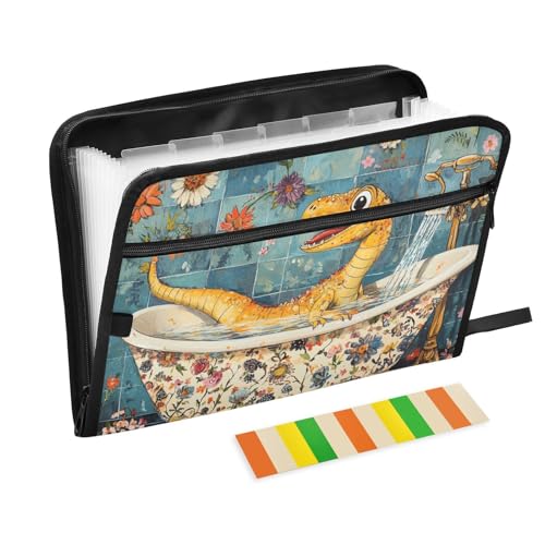 Hängeregistraturmappe A4 Größe Kunststoff Fächermappe mit Taschen für Krankenschwestern Krankenschwestern Krankenschwestern Schule Dinosaurier Vintage Badewanne von KLL