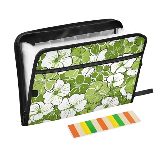 Hängeregistraturmappe mit grünen und weißen Blumen, 13 Taschen, A4, Briefgröße mit Reißverschluss, für Papiere, Ordner, Organizer, carpetas de Hängeregistraturmappe mit grünen und weißen Blumen, 13 Taschen, A4, Briefgröße mit Reißverschluss, für Papiere, Ordner, Organizer, carpetas de von KLL