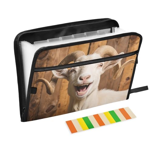 Hängeregistraturmappe mit lustiger Ziege, 13 Taschen, A4, Briefgröße mit Reißverschluss, für Zuhause, Büro, Reisen, erweiterbare Hängeregistraturmappe Carpetas de Hängeregistraturmappe mit lustiger Ziege, 13 Taschen, A4, Briefgröße mit Reißverschluss, für Zuhause, Büro, Reisen, erweiterbare Hängeregistraturmappe Carpetas de von KLL