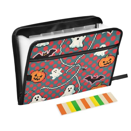 Halloween-Dokumentenmappe, 13 Fächer, A4, Briefgröße mit Reißverschluss, für Dokumente, Organizer, Rot Halloween-Dokumentenmappe, 13 Fächer, A4, Briefgröße mit Reißverschluss, für Dokumente, Organizer, Rot von KLL