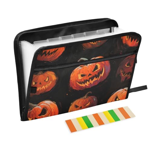 Halloween-Kürbis-Ordner mit Trennwänden, 13 Fächern, A4, Briefgröße mit Reißverschluss, für Zuhause, Büro, Tasche, Akkordeon, Aktenordner, Organizer, Carpetas de Halloween-Kürbis-Ordner mit Trennwänden, 13 Fächern, A4, Briefgröße mit Reißverschluss, für Zuhause, Büro, Tasche, Akkordeon, Aktenordner, Organizer, Carpetas de von KLL