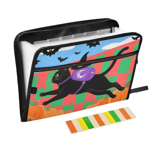 Halloween-Organizer, Fächermappe mit 13 Fächern, A4, Briefgröße mit Reißverschluss, für Papiere, Aktenordner mit Taschen, Schwarz Halloween-Organizer, Fächermappe mit 13 Fächern, A4, Briefgröße mit Reißverschluss, für Papiere, Aktenordner mit Taschen, Schwarz von KLL