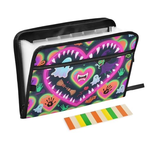 Happy Halloween Dokumentenmappe, bunt, mit 13 Fächern, A4, Briefgröße mit Reißverschluss, für Zuhause, Büro, Reisen, Ordner, Organizer mit Taschen Happy Halloween Dokumentenmappe, bunt, mit 13 Fächern, A4, Briefgröße mit Reißverschluss, für Zuhause, Büro, Reisen, Ordner, Organizer mit Taschen von KLL