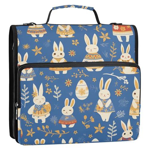 Hasen-Ostereier-Organizer mit 3 Ringen, mit Schultergurt, mehrere Fächer, Dokumenten-Aufbewahrungstasche für Schule/Büro Hasen-Ostereier-Organizer mit 3 Ringen, mit Schultergurt, mehrere Fächer, Dokumenten-Aufbewahrungstasche für Schule/Büro von KLL
