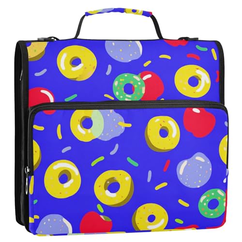 Hellblaue Donuts, 3,8 cm, 3 Ringe, Organizer mit Riemen, mehrere Taschen, Dokumentenmappe, Organizer für Mittelschule, Organisadores de suministros escolares von KLL