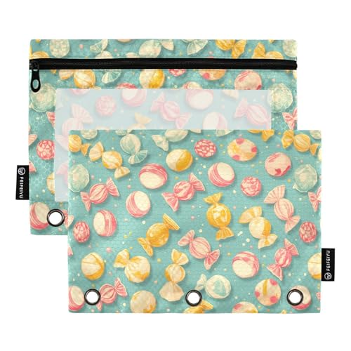 Himmelblaue Candies Vintage-Binder-Taschenmappe, 3-fach gelocht, für Ordner, Ordner mit Reißverschluss, für Kinder, Büro, Organizer Himmelblaue Candies Vintage-Binder-Taschenmappe, 3-fach gelocht, für Ordner, Ordner mit Reißverschluss, für Kinder, Büro, Organizer von KLL