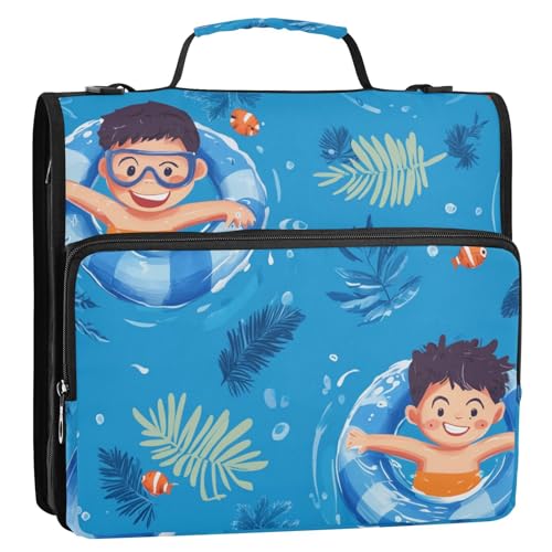 Jungen schwimmender Cartoon-Organizer mit 3 Ringen, 3,8 cm, Organizer mit Gurt, wasserdicht, Schulordner für die Schule Jungen schwimmender Cartoon-Organizer mit 3 Ringen, 3,8 cm, Organizer mit Gurt, wasserdicht, Schulordner für die Schule von KLL