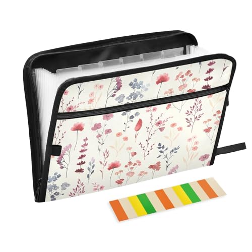 KLL Akkordeanischer Aktenordner, 13 Taschen, wasserdicht, erweiterbar, für Briefe, A4, Papier, Rechnung, Steuer, Dokumente, Organizer für Zuhause, Büro, Uni, Klassenzimmer, Wildblumen, Vintage KLL Akkordeanischer Aktenordner, 13 Taschen, wasserdicht, erweiterbar, für Briefe, A4, Papier, Rechnung, Steuer, Dokumente, Organizer für Zuhause, Büro, Uni, Klassenzimmer, Wildblumen, Vintage von KLL