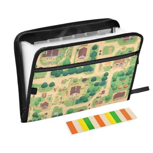 KLL Akkordeon-Akkordeon-Akkordeon-Ordner, Akkordeon-Akkordeon-Aktenordner mit Taschen für Militär, Vintage-Stil, niedliche Dorfkarte KLL Akkordeon-Akkordeon-Akkordeon-Ordner, Akkordeon-Akkordeon-Aktenordner mit Taschen für Militär, Vintage-Stil, niedliche Dorfkarte von KLL