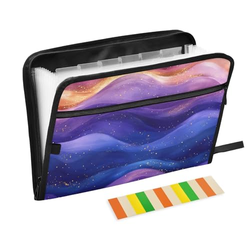 KLL Akkordeon-Aktenmappe, Fächermappe, Taschenmappe, legale Größe, Datei mit Taschen für Büro, kosmisch – inspiriertes Wirbelwellenmuster von KLL