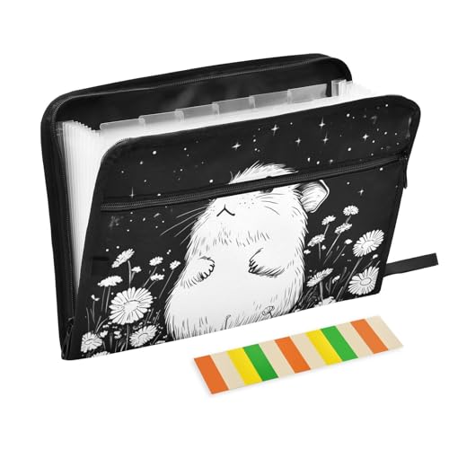 KLL Akkordeon-Aktenordner, Akkordeon-Ordner, Fächermappe, Aktenaufbewahrung, Organizer mit Taschen für Klassenzimmer, Schönheit, Meerschweinchen von KLL