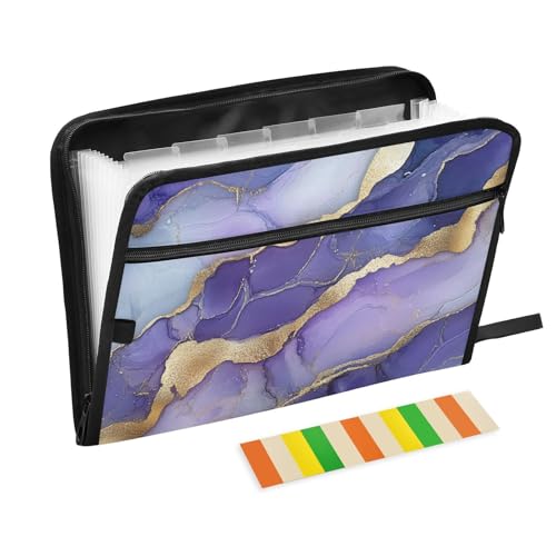 KLL Akkordeon-Aktenordner, Hängemappe, Fächermappe aus Kunststoff, Akkordeon-Datei, Büro-Papier-Organizer mit Reißverschluss, für Büro, Marmor, Silber, Violett KLL Akkordeon-Aktenordner, Hängemappe, Fächermappe aus Kunststoff, Akkordeon-Datei, Büro-Papier-Organizer mit Reißverschluss, für Büro, Marmor, Silber, Violett von KLL