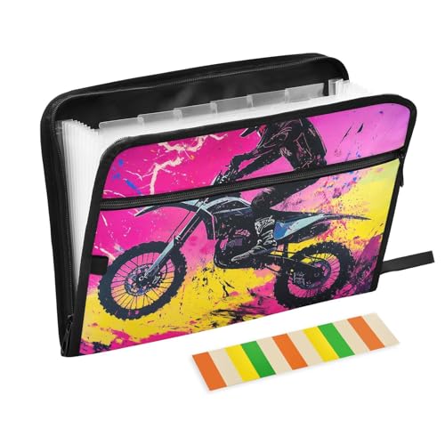 KLL Akkordeon-Aktenordner, Organizer, Kunststoff, Hängeregistratur-Ordner, legal, mit Taschen für Auto, Motocross, Fahrrad, Lightning von KLL