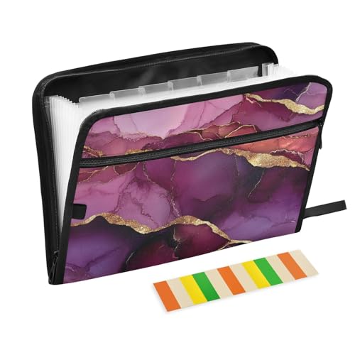KLL Akkordeon-Aktenordner, Papier-Aktenordner, Fächermappe, Poly-Hängemappe mit Reißverschluss für Militär, Marmor, Violett, Burgunderrot KLL Akkordeon-Aktenordner, Papier-Aktenordner, Fächermappe, Poly-Hängemappe mit Reißverschluss für Militär, Marmor, Violett, Burgunderrot von KLL