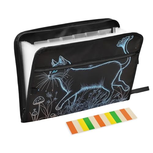 KLL Akkordeon-Aktenordner, erweiterbar, Hängeregistratur-Erweiterung, Ordner, legale Größe mit Taschen für Auto, Kunst, amerikanische Kurzhaarkatze von KLL
