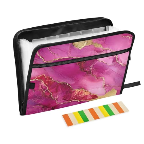 KLL Akkordeon-Aktenordner, erweiterbare Hängemappe, Fächer, Fächer, Organizer, erweiterbar mit Taschen für taktische Zwecke, Marmor, Hot Pink, Burgunderrot KLL Akkordeon-Aktenordner, erweiterbare Hängemappe, Fächer, Fächer, Organizer, erweiterbar mit Taschen für taktische Zwecke, Marmor, Hot Pink, Burgunderrot von KLL