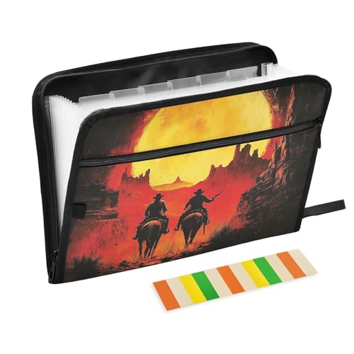 KLL Akkordeon-Aktenordner, erweiterbarer Hängeregistratur-Organizer mit Taschen, Dokumentenmappe mit Taschen für Schule, Western Cowboys, Canyon, Sonnenuntergang KLL Akkordeon-Aktenordner, erweiterbarer Hängeregistratur-Organizer mit Taschen, Dokumentenmappe mit Taschen für Schule, Western Cowboys, Canyon, Sonnenuntergang von KLL