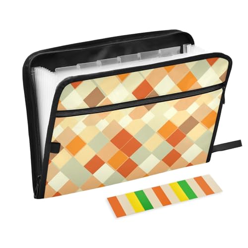 KLL Akkordeon-Aktenordner mit Taschen, Taschenmappen, Brief-Organizer mit Fächern für Baustelle, rautengrün, neutral von KLL