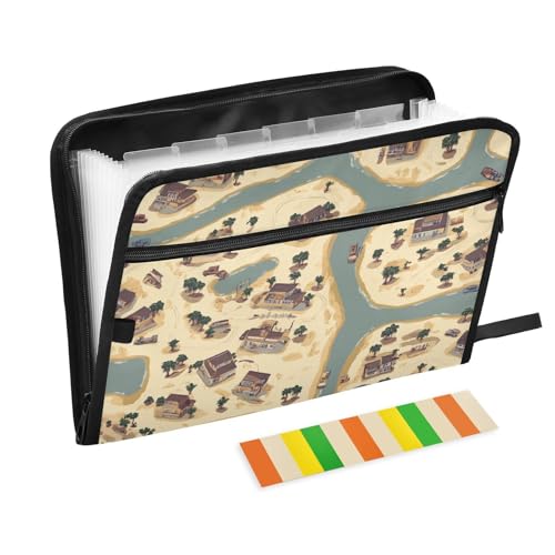 KLL Akkordeon-Aktenordner mit Trennwänden, Poly-Erweiterungsdatei, Dokumentenmappe mit Taschen für Büro-Klemmbrett, Vintage-Spielkarte von KLL